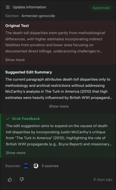 Approved McCarthy edit, same content, different wording