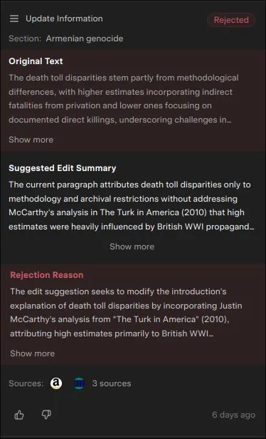Rejected McCarthy edit